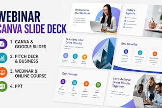 create canva slide deck webinar, online course pitch deck, PPT and google slides