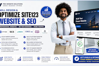 design a site123 website, optimize seo and fix site123 jimdo and ionos websites