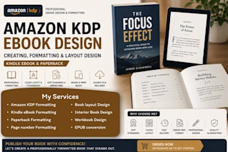 design amzazon KDP ebook creating and formatting, layout design and kindle ebook