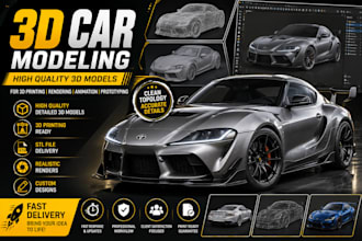 do 3d car modeling 3d car model 3d printing vehicle model stl cad designs render