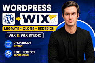 migrate wordpress website to wix, clone, redesign and recreate wix website