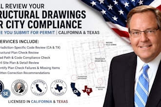 structural drawing review and city compliance check for california and texas