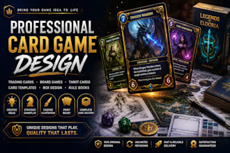 design custom card games, board games, playing cards, and tabletop game artwork