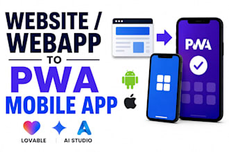 convert your vibe code website,webapp to pwa or mobile app flutter, react native