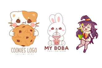 design a cute cartoon kawaii logo for your brand