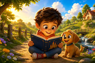 draw children storybook illustration, children book illustration