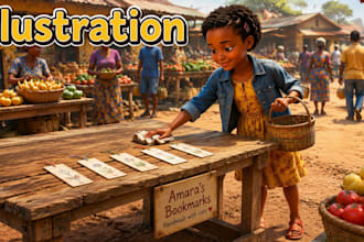draw children illustration with custom character and KDP ready artwork