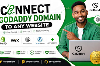 connect godaddy domain to shopify, wix, squarespace or any website