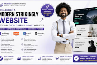 design a modern strikingly website, redesign duda, carrd and showit websites