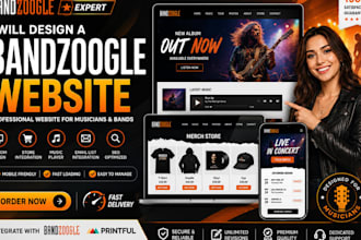 design a professional bandzoogle website for musicians, bands, and artists