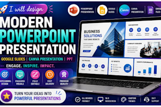 design modern powerpoint presentation, google slides, canva presentation, PPT