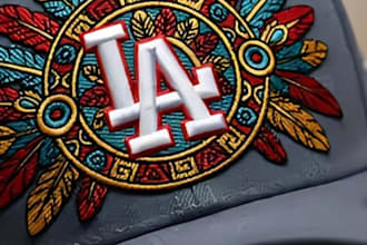 digitize 3d puff and flat embroidery for caps, hats, and beanies