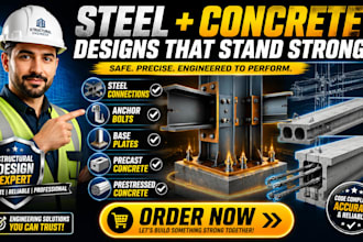 design steel connections, anchor bolts, base plates, precast concrete
