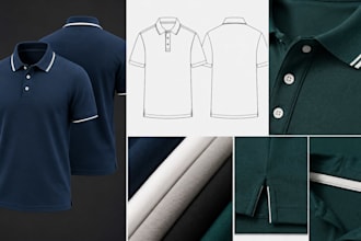 create professional polo shirt tech packs ready for apparel manufacturing