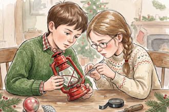 do christmas children book hand drawn watercolor illustration