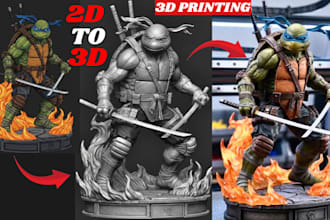 sculpt 2d to 3d model action figure 3d anime figure image to stl for printing