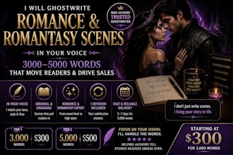 ghostwrite a romance or romantasy scene in your voice
