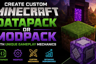 create custom minecraft data pack or modpack with unique gameplay mechanics