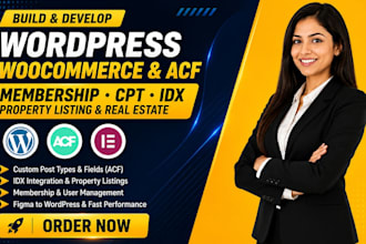 build wordpress woocommerce website, acf, membership site, cpt, property listing
