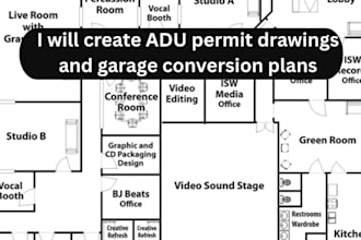 create california adu permit drawings and garage conversion plans