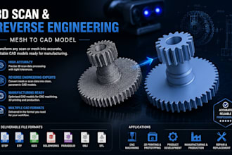 3d product cad modeling, precision reverse engineering stl to step conversion