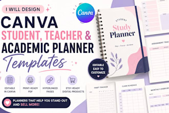 design canva student teacher and academic planner templates etsy digital product