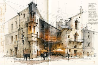 turn any structural, architectural photo into sketch image