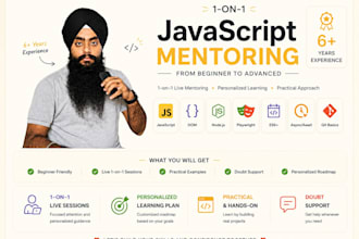 teach javascript from beginner to advanced with 1 on 1 mentoring react vue