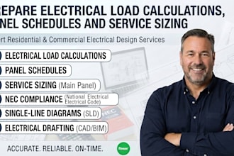 prepare electrical load calculations, panel schedules and service sizing