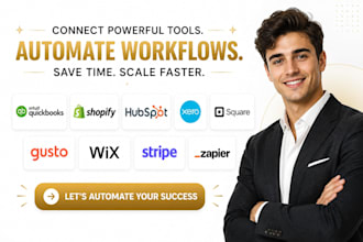 integrate quickbooks shopify hubspot xero square gusto wix stripe make zapier