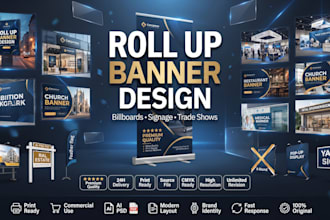 design retractable banner, roll up banner, pull up banner, billboard design