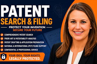 in 48hrs deliver patent search for invention, draft and file patent application