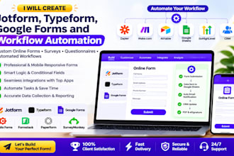 setup online form using jotform, typeform,  smart automation