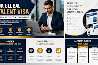 publish media articles to support your UK global talent visa