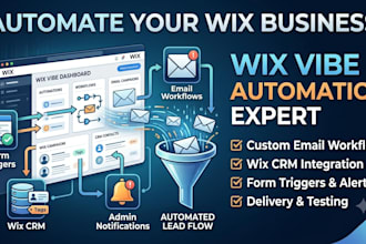 set up wix vibe automations, custom email workflows, and wix CRM lead setup