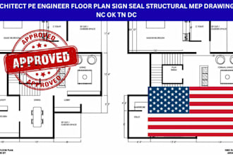 architect pe engineer floor plan sign seal structural mep drawing il nc ok tn dc