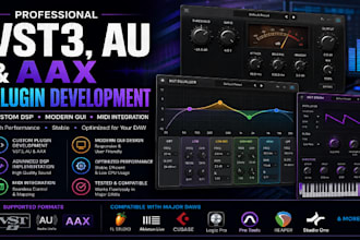 develop and instsll vst, vst3, au, aax plugin with dsp, midi and gui integration