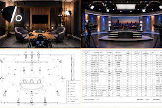 design lighting design for podcast studio, talk show rooms and lighting layout