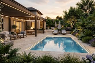 design backyard landscapes, gardens, pools, patios, pergolas and 3d renderings