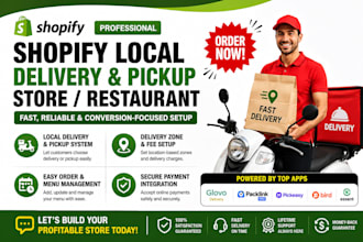 setup shopify store local delivery essent eta restaurant packlink pickeasy bird