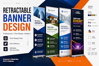 design rollup banner, retractable banner, pullup banner, billboard banner design