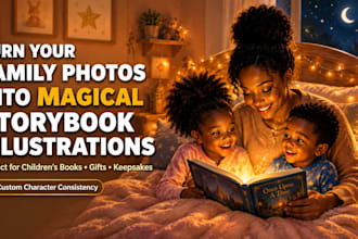 create custom children storybook illustrations from your family photos