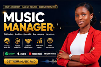 music manager for music distribution, royalty collection, copyright registration