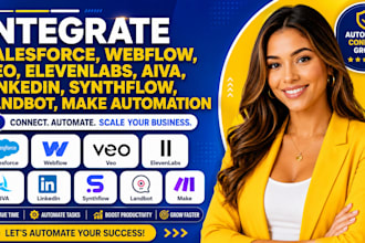 integrate salesforce webflow veo elevenlabs aiva linkedin synthflow landbot make