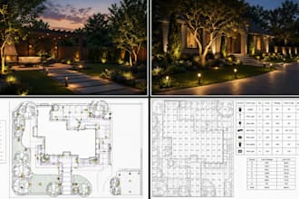 do landscape and garden lighting design, layout and lux calculation