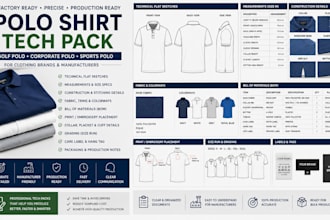 create golf polo corporate polo and sports polo shirt tech pack for production