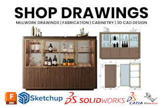 create fabrication shop drawings for millwork furniture cabinetry in solidworks