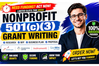 write a nonprofit 501c3 grant research rfp business plan proposal for funding