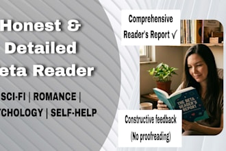 be your beta reader for sci fi, romance and self help books