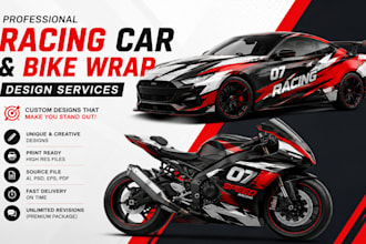 design professional racing car wrap and bike wrap designs